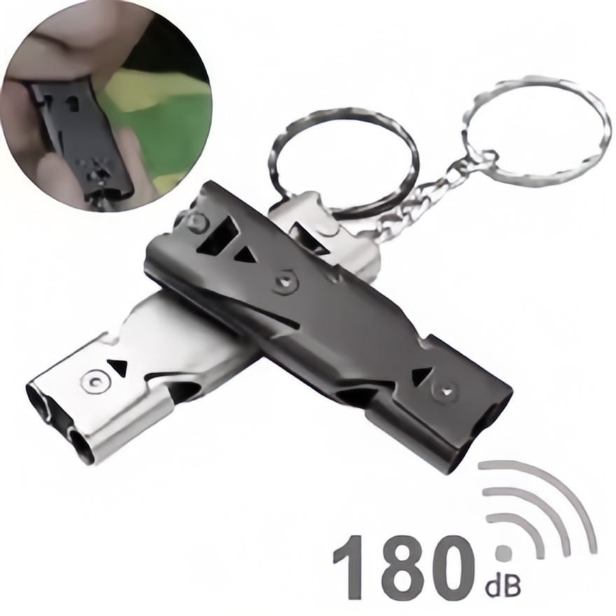 Emergency Whistle Loud - พวงกุญแจนกหวีดเอาชีวิตรอด สัญญาณเตือนภัยฉุกเฉินเสียงดังสำหรับการตั้งแคมป์กลางแจ้ง เดินป่า ด้วยการออกแบบท่อคู่ เสียงเดซิเบลสูง