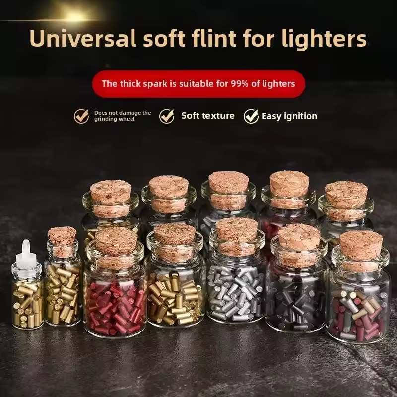 Fire Starting Kit - หินจุดไฟสำหรับไฟแช็คแบบคลิปเปอร์ 200/500 ชิ้น สีดำ/ทอง/หลากสี อุปกรณ์เสริมสำหรับเปลี่ยนหินจุดไฟ ของขวัญสำหรับผู้ชาย