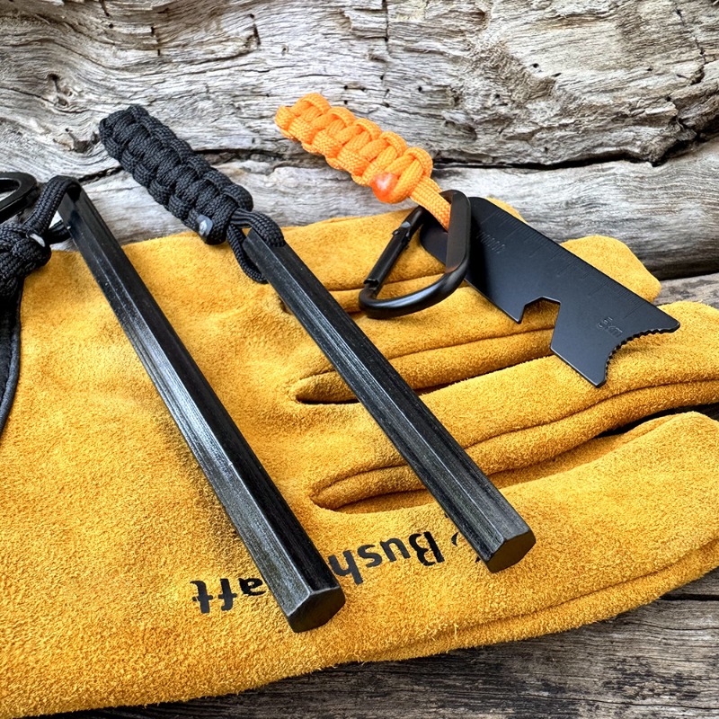 Fire Starting Kit - แท่งไฟแช็กแมกนีเซียมหกเหลี่ยมแบบเชือกถักมือ สำหรับเอาตัวรอดกลางแจ้ง แท่งไฟแช็กสำหรับเอาตัวรอดในป่า เครื่องมือแคมป์ปิ้ง ของขวัญสำหรับผู้ชาย